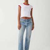 Shop Frankies Bikinis Frankies Bikinis Archie Cotton Tee as seen on Madelaine Petsch & Amelia Gray Top for women – premium loungewear and festival fashion at Spoiled Brat