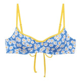 Shop Frankies Bikinis Frankies Bikinis Cola Underwire Balconette Bikini Top in Blue Daisy Bikini Top for women – premium loungewear and festival fashion at Spoiled Brat