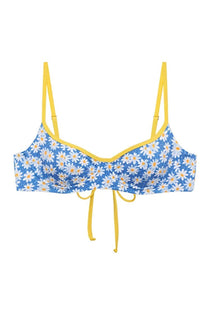 Shop Frankies Bikinis Frankies Bikinis Cola Underwire Balconette Bikini Top in Blue Daisy Bikini Top for women – premium loungewear and festival fashion at Spoiled Brat