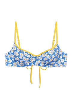 Shop Frankies Bikinis Frankies Bikinis Cola Underwire Balconette Bikini Top in Blue Daisy Bikini Top for women – premium loungewear and festival fashion at Spoiled Brat