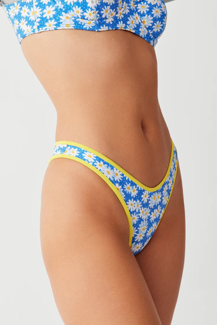 Shop Frankies Bikinis Frankies Bikinis Dove Classic Bikini Bottom in Blue Daisy Bikini Top for women – premium loungewear and festival fashion at Spoiled Brat
