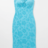 Shop Frankies Bikinis Frankies Bikinis Hope Strapless Terry Dress in Blue Isle Midi Dress for women – premium loungewear and festival fashion at Spoiled Brat
