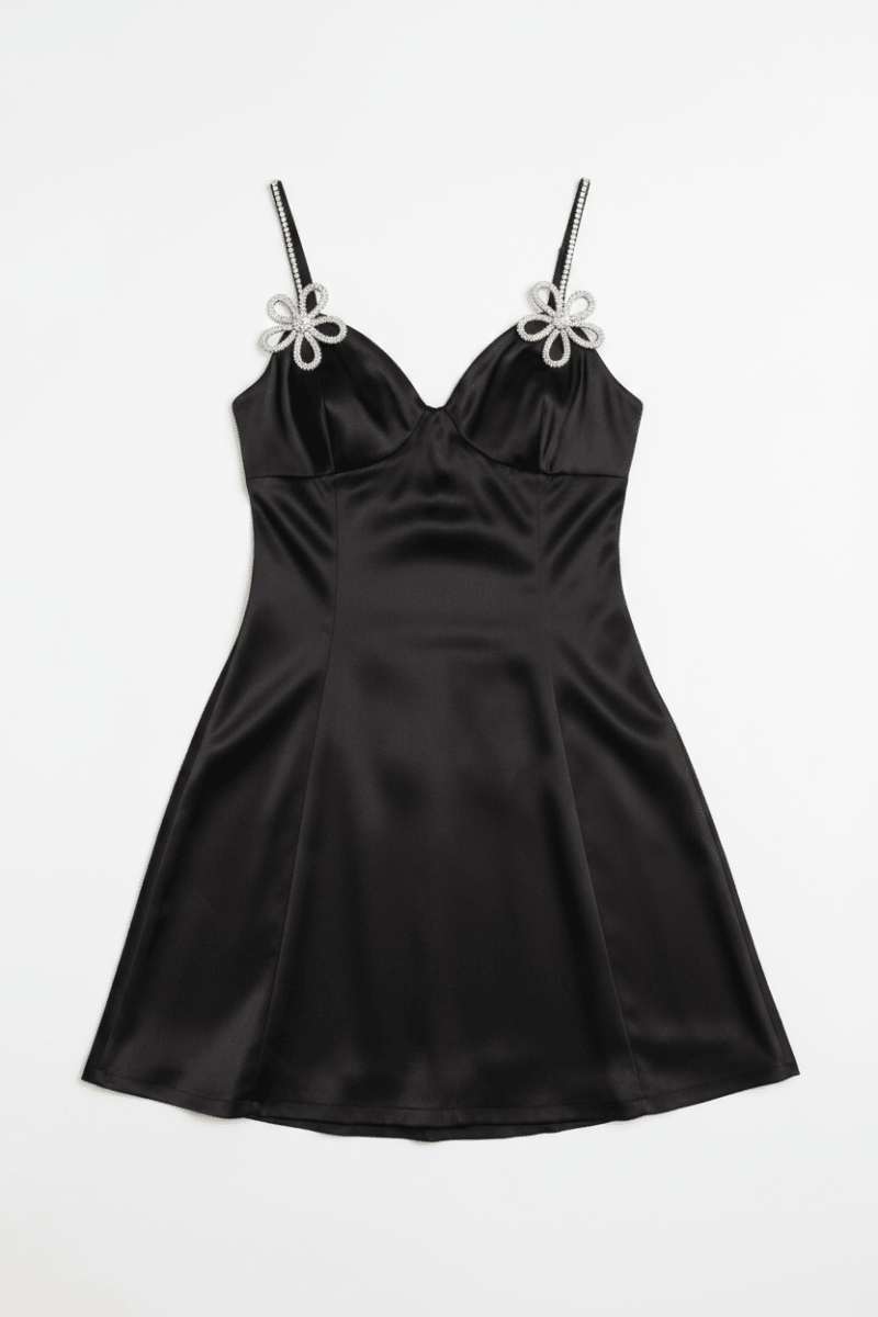 Rhinestone Flower Corset Mini Dress