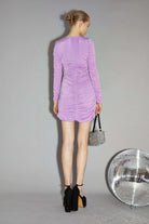 Shop Glamorous Glamorous Lilac - Orchid Rose - Applique Ruched Mini - Dress Evening Dress for women – premium loungewear and festival fashion at Spoiled Brat