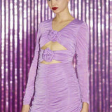 Shop Glamorous Glamorous Lilac - Orchid Rose - Applique Ruched Mini - Dress Evening Dress for women – premium loungewear and festival fashion at Spoiled Brat