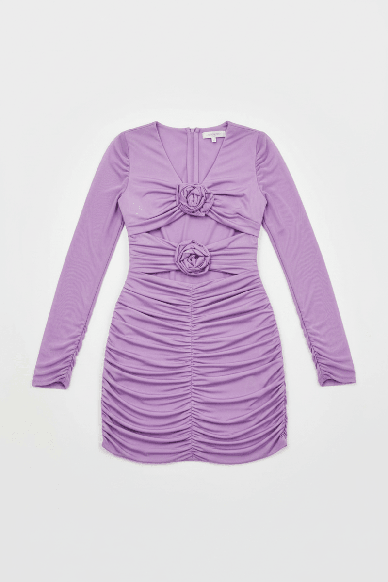 Shop Glamorous Glamorous Lilac - Orchid Rose - Applique Ruched Mini - Dress Evening Dress for women – premium loungewear and festival fashion at Spoiled Brat