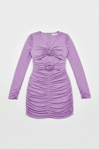 Shop Glamorous Glamorous Lilac - Orchid Rose - Applique Ruched Mini - Dress Evening Dress for women – premium loungewear and festival fashion at Spoiled Brat