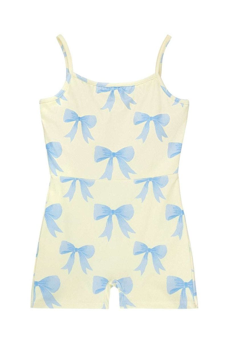 Shop Happy Camp3r Happy Camp3r Blue Bows Active Romper Suit Romper for women – premium loungewear and festival fashion at Spoiled Brat