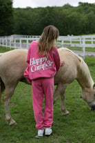 Shop Happy Camp3r Happy Camp3r Hot Pink Mockneck Sweatshirt Sweater for women – premium loungewear and festival fashion at Spoiled Brat