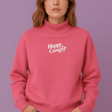 Shop Happy Camp3r Happy Camp3r Hot Pink Mockneck Sweatshirt Sweater for women – premium loungewear and festival fashion at Spoiled Brat