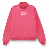 Shop Happy Camp3r Happy Camp3r Hot Pink Mockneck Sweatshirt Sweater for women – premium loungewear and festival fashion at Spoiled Brat