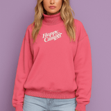 Shop Happy Camp3r Happy Camp3r Hot Pink Mockneck Sweatshirt Sweater for women – premium loungewear and festival fashion at Spoiled Brat