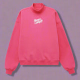Shop Happy Camp3r Happy Camp3r Hot Pink Mockneck Sweatshirt Sweater for women – premium loungewear and festival fashion at Spoiled Brat