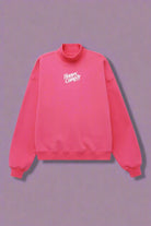 Shop Happy Camp3r Happy Camp3r Hot Pink Mockneck Sweatshirt Sweater for women – premium loungewear and festival fashion at Spoiled Brat