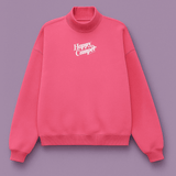 Shop Happy Camp3r Happy Camp3r Hot Pink Mockneck Sweatshirt Sweater for women – premium loungewear and festival fashion at Spoiled Brat
