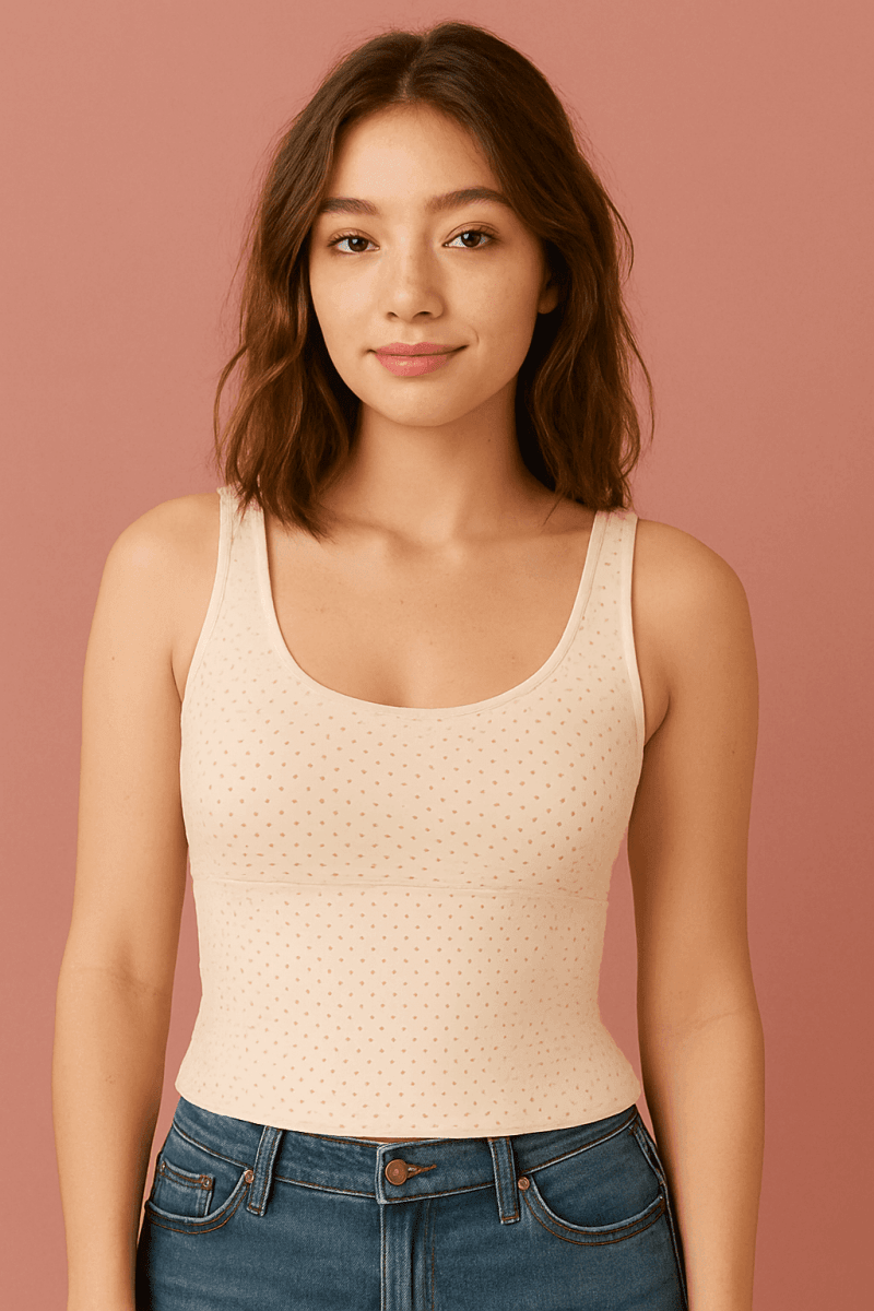 Shop Happy Camp3r Happy Camp3r Whispering Dots Athleisure Tank Top Tank Top for women – premium loungewear and festival fashion at Spoiled Brat