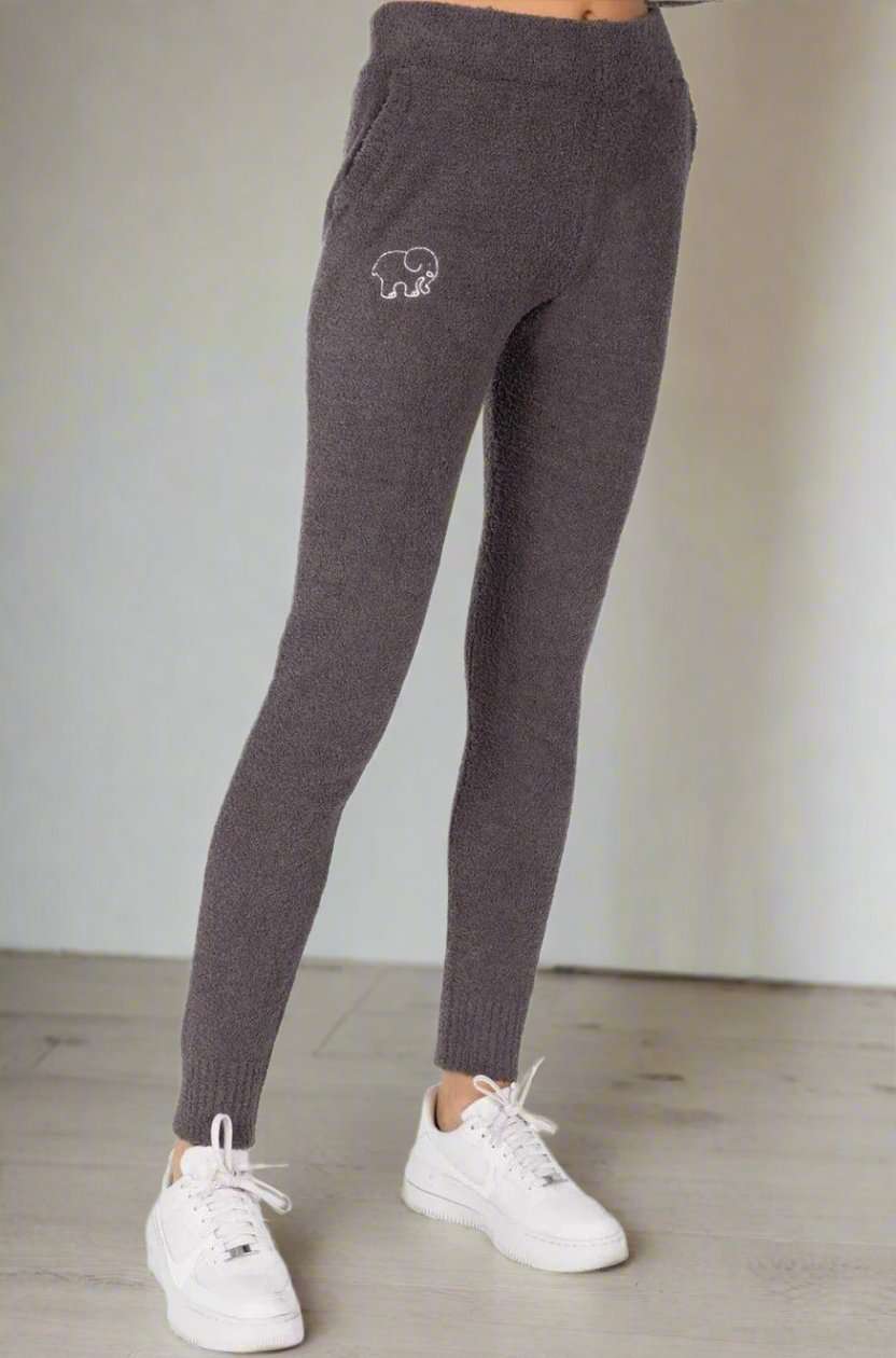 Ivory Ella Smiley Dark Heather Grey Knit Joggers - Spoiled Brat