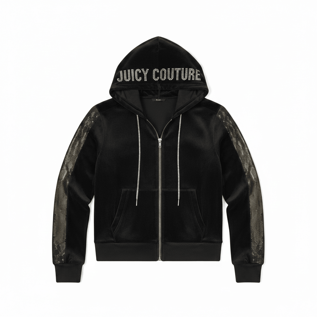 Shop Juicy Couture Juicy Couture Anniversary Long Sleeved Velour Hoodie Hoodie for women – premium loungewear and festival fashion at Spoiled Brat