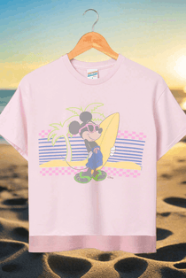 Shop Junk Food Junk Food Mickey Surf Flea Market Crop Top T-Shirt for women – premium loungewear and festival fashion at Spoiled Brat