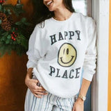 Shop Junk Food Junk Food Womens Happy Place Flea Market Fleece Sweater T-Shirt for women – premium loungewear and festival fashion at Spoiled Brat