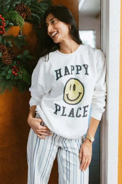 Shop Junk Food Junk Food Womens Happy Place Flea Market Fleece Sweater T-Shirt for women – premium loungewear and festival fashion at Spoiled Brat
