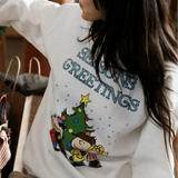 Shop Junk Food JUNKFOOD Peanuts Seasons Greetings Christmas Jumper Jumper for women – premium loungewear and festival fashion at Spoiled Brat