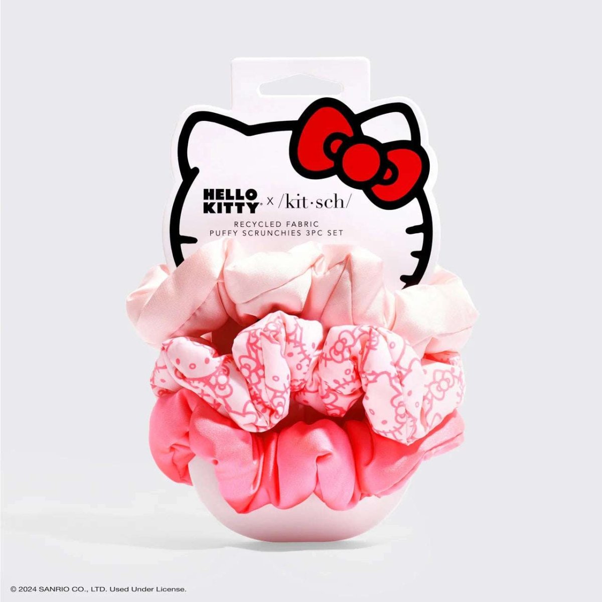 Shop Kitsch Hello Kitty x Kitsch Recycled Fabric Puffy Scrunchies 3pc Set Hair Band for women – premium loungewear and festival fashion at Spoiled Brat
