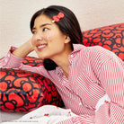 Hello Kitty x Kitsch Satin Pillowcase - Hello Kitty Bathes in a Sea of Bows by Kitsch – Pillow – Red | Spoiled Brat UK