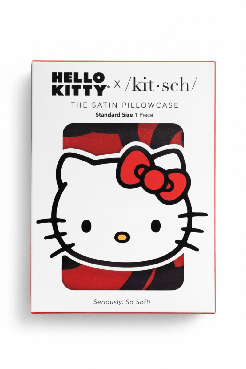 Shop Kitsch Hello Kitty x Kitsch Satin Pillowcase - Hello Kitty Bathes in a Sea of Bows Pillow for women – premium loungewear and festival fashion at Spoiled Brat