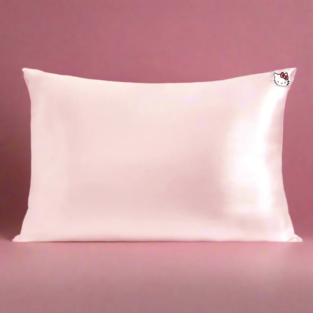 Shop Kitsch Hello Kitty x Kitsch Satin Pillowcase - Solid Pink Hello Kitty Face Pillow for women – premium loungewear and festival fashion at Spoiled Brat
