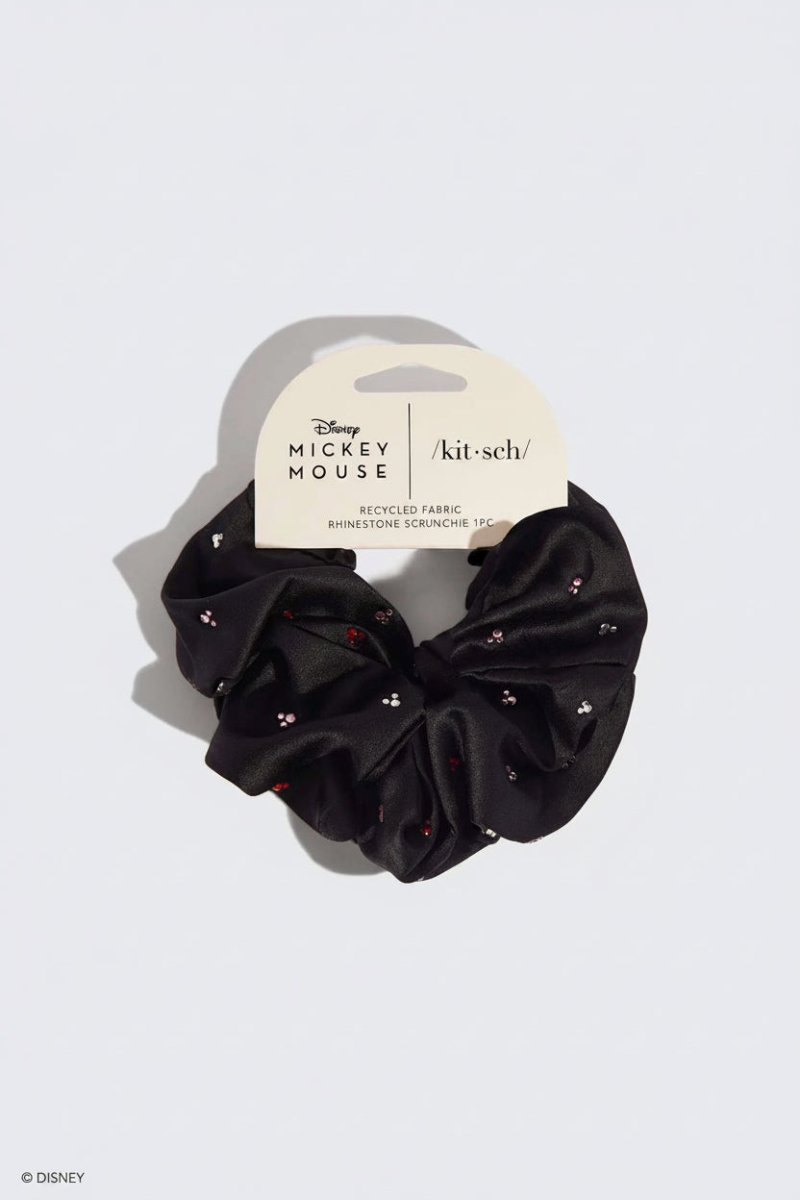 Shop Kitsch Kitsch & Mickey and Minnie Recycled Black Fabric Rhinestone Scrunchie Hair Band for women – premium loungewear and festival fashion at Spoiled Brat