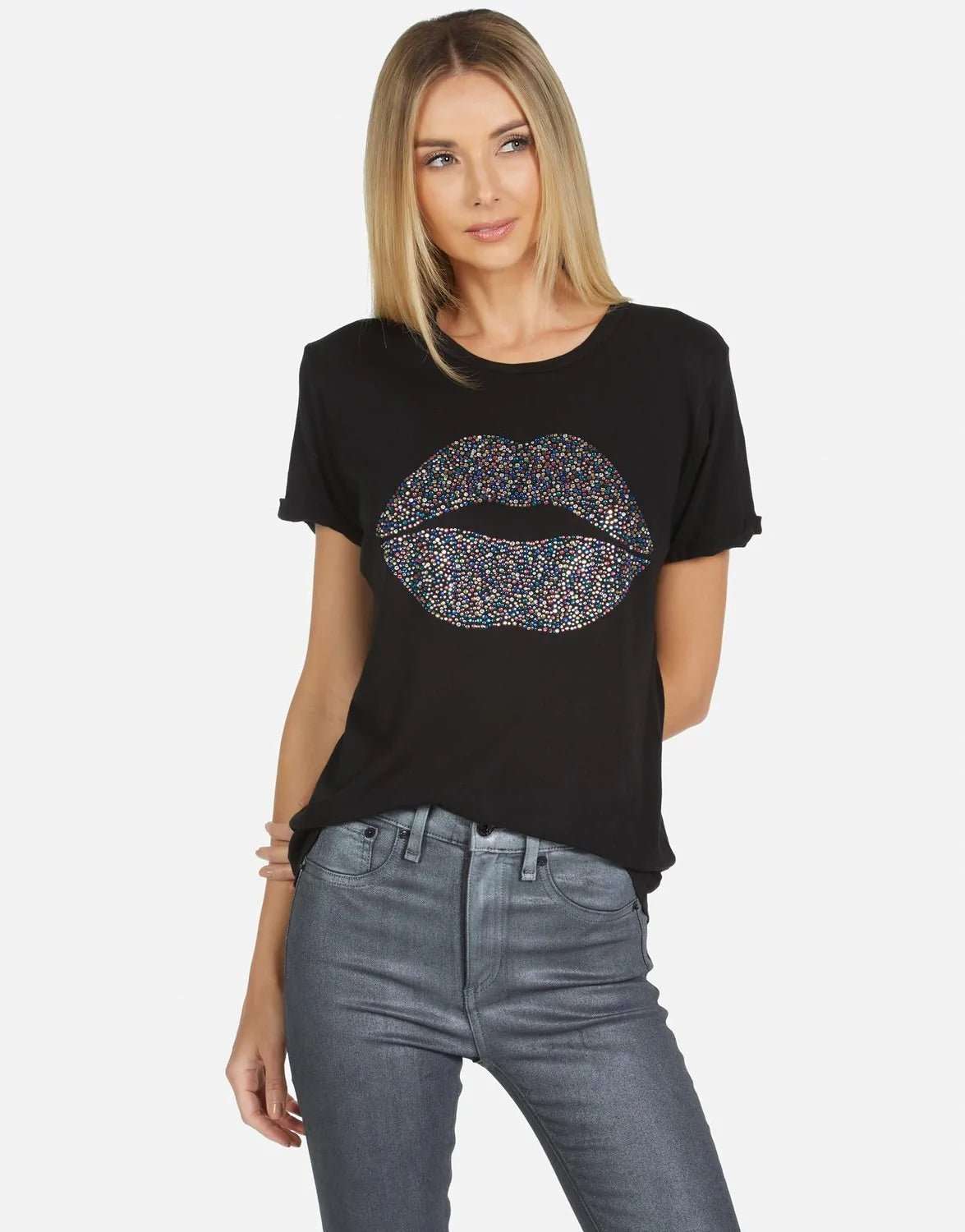 Lauren Moshi Edda Crystal Sprinkle Lip T-Shirt - Spoiled Brat