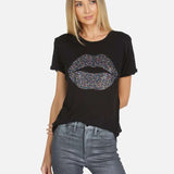 Shop Lauren Moshi Lauren Moshi Edda Crystal Sprinkle Lip T-Shirt T-Shirt for women – premium loungewear and festival fashion at Spoiled Brat