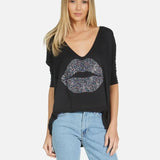 Shop Lauren Moshi Lauren Moshi Eva Sprinkle Lip T-Shirt T-Shirt for women – premium loungewear and festival fashion at Spoiled Brat