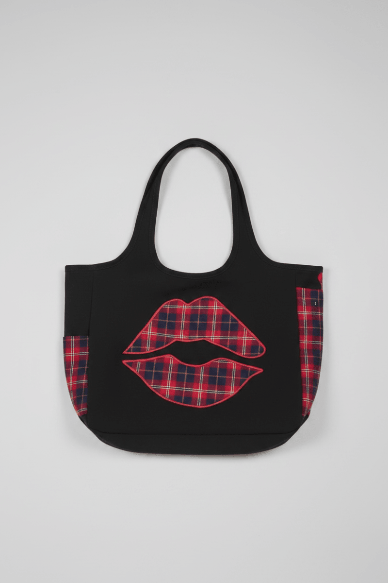 Shop Lauren Moshi Lauren Moshi Fatima Plaid Lip Oversized Tote Bag Tote Bag for women – premium loungewear and festival fashion at Spoiled Brat