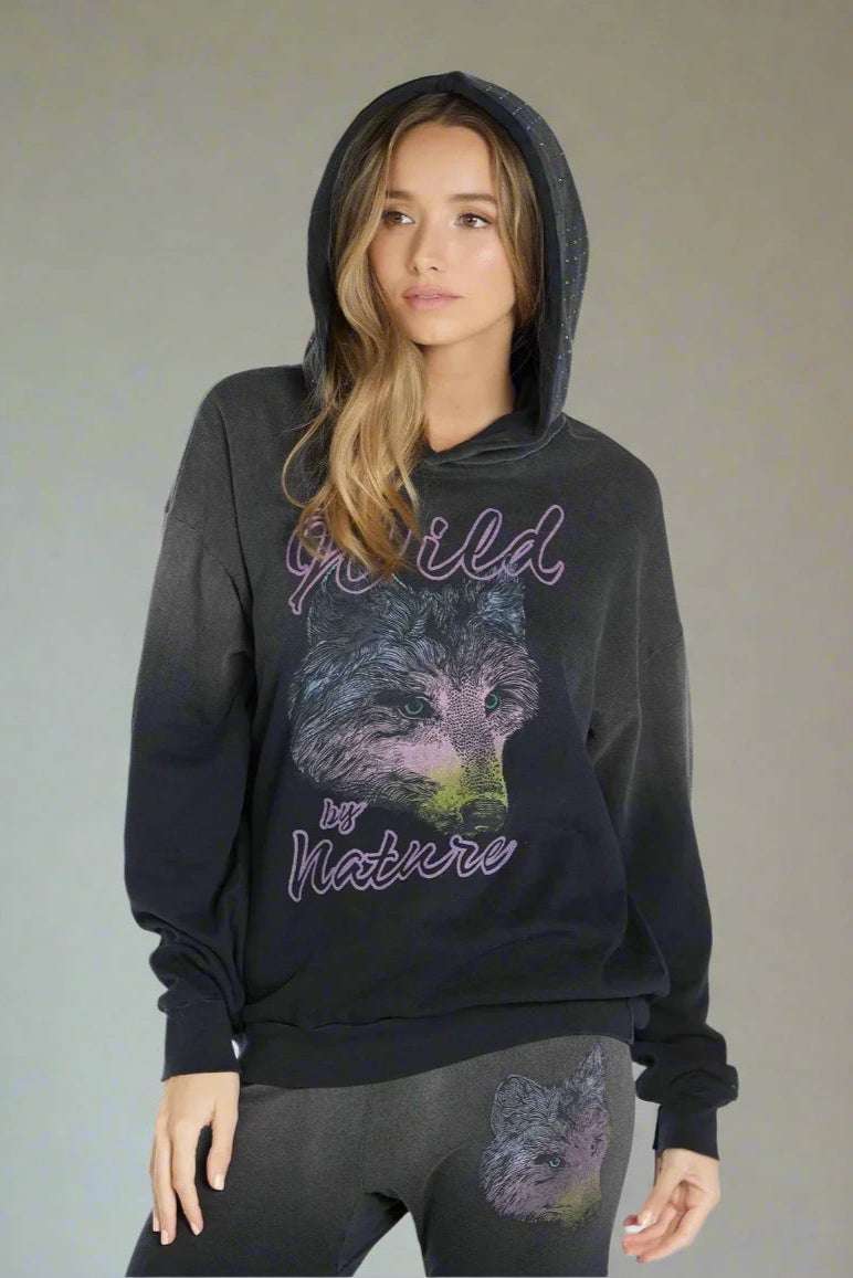 Lauren Moshi Harmony Wild Wolf Hooded Sweatshirt by Lauren Moshi – Sweater – XS | Spoiled Brat UK