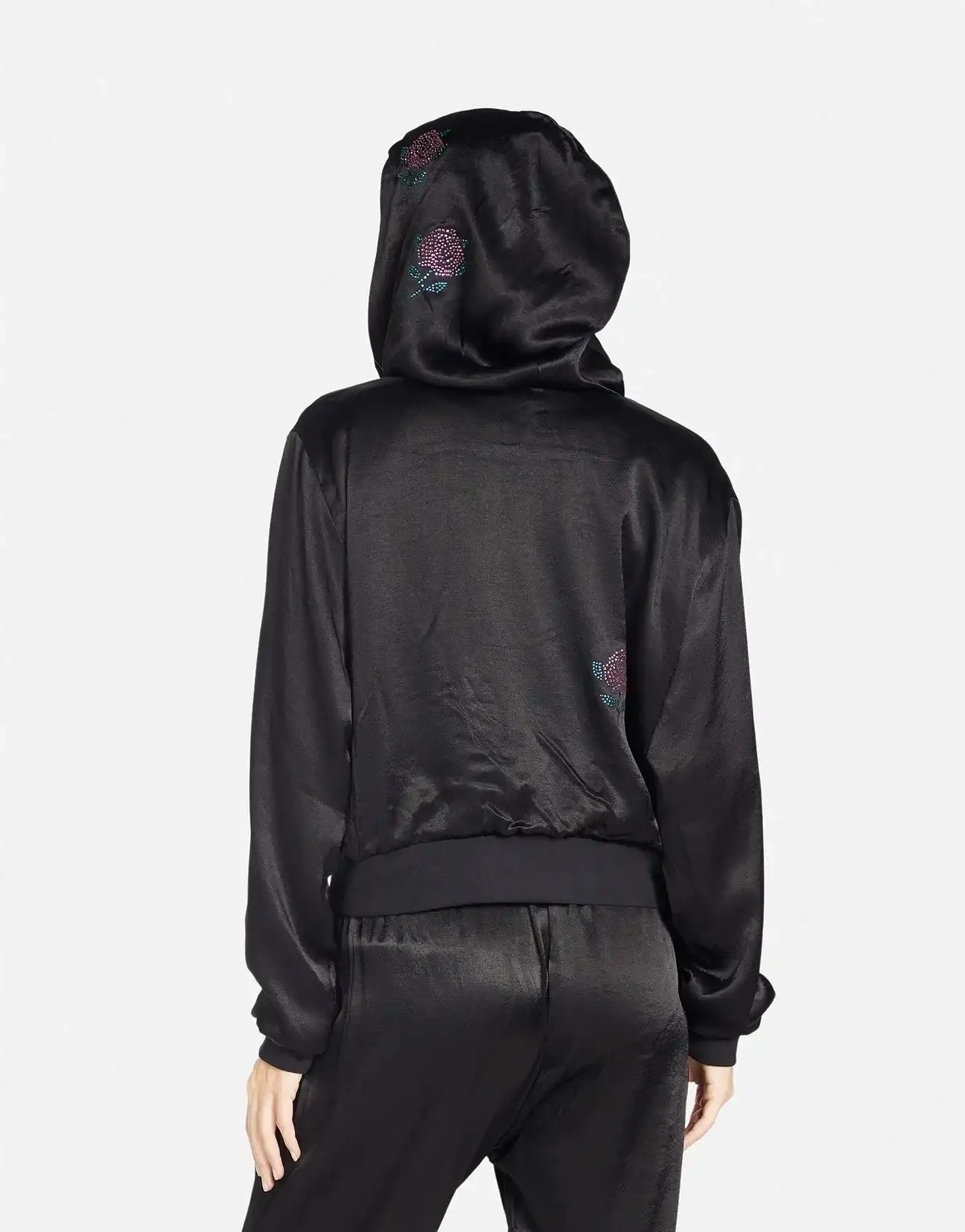 Lauren Moshi Kathleen Crystal Roses Satin Bomber Jacket - Spoiled Brat