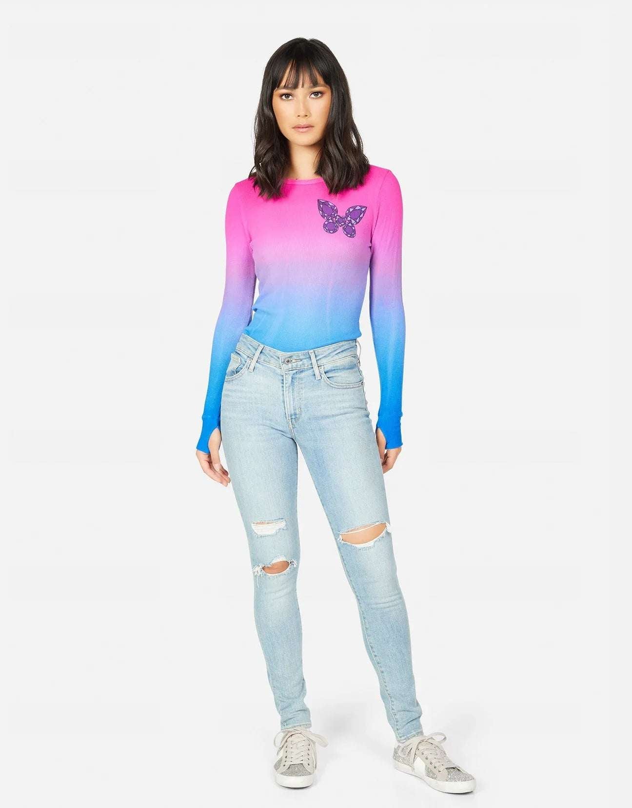 Lauren Moshi McKinley Diamond Butterfly Thermal Top Long Sleeved Top by Lauren Moshi as seen on celebrities