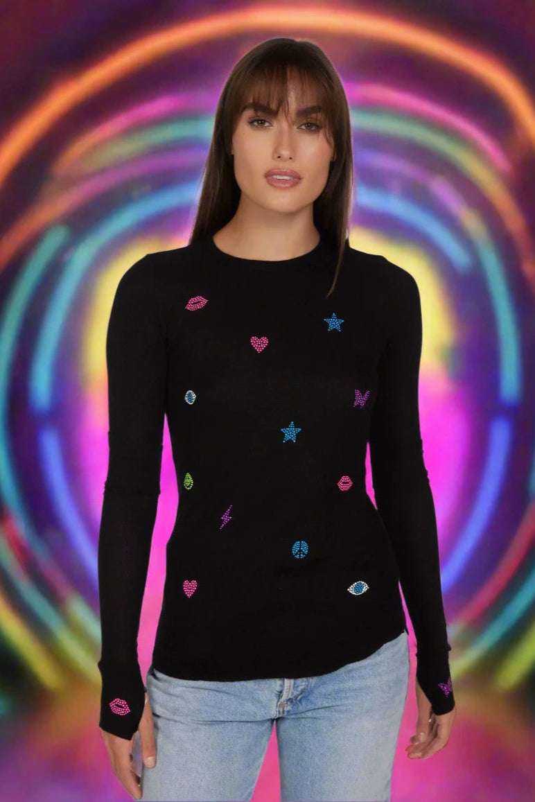Lauren Moshi McKinley Neon Stud Elements Thermal Top - Spoiled Brat