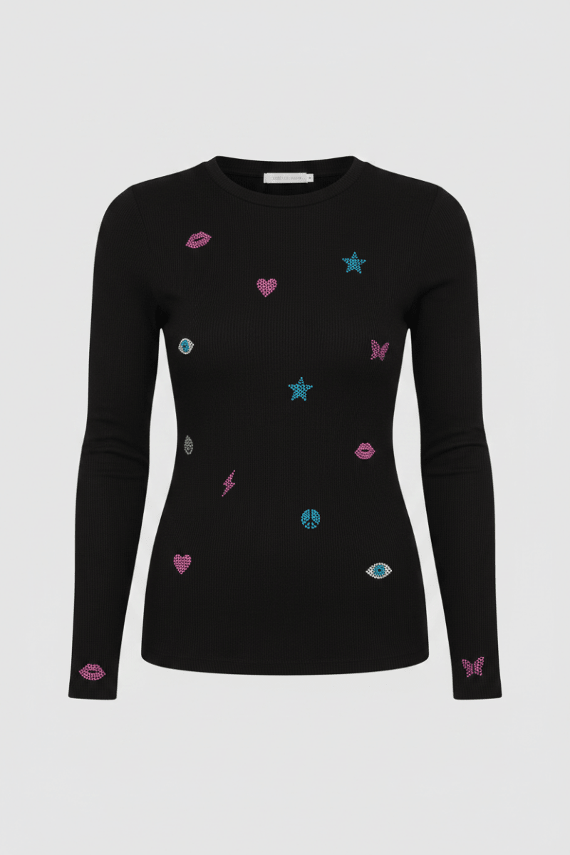 Shop Lauren Moshi Lauren Moshi McKinley Neon Stud Elements Thermal Top Long Sleeved Top for women – premium loungewear and festival fashion at Spoiled Brat
