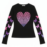 Shop Lauren Moshi Lauren Moshi McKinley Ombre Butterfly Heart Top Long Sleeved Top for women – premium loungewear and festival fashion at Spoiled Brat