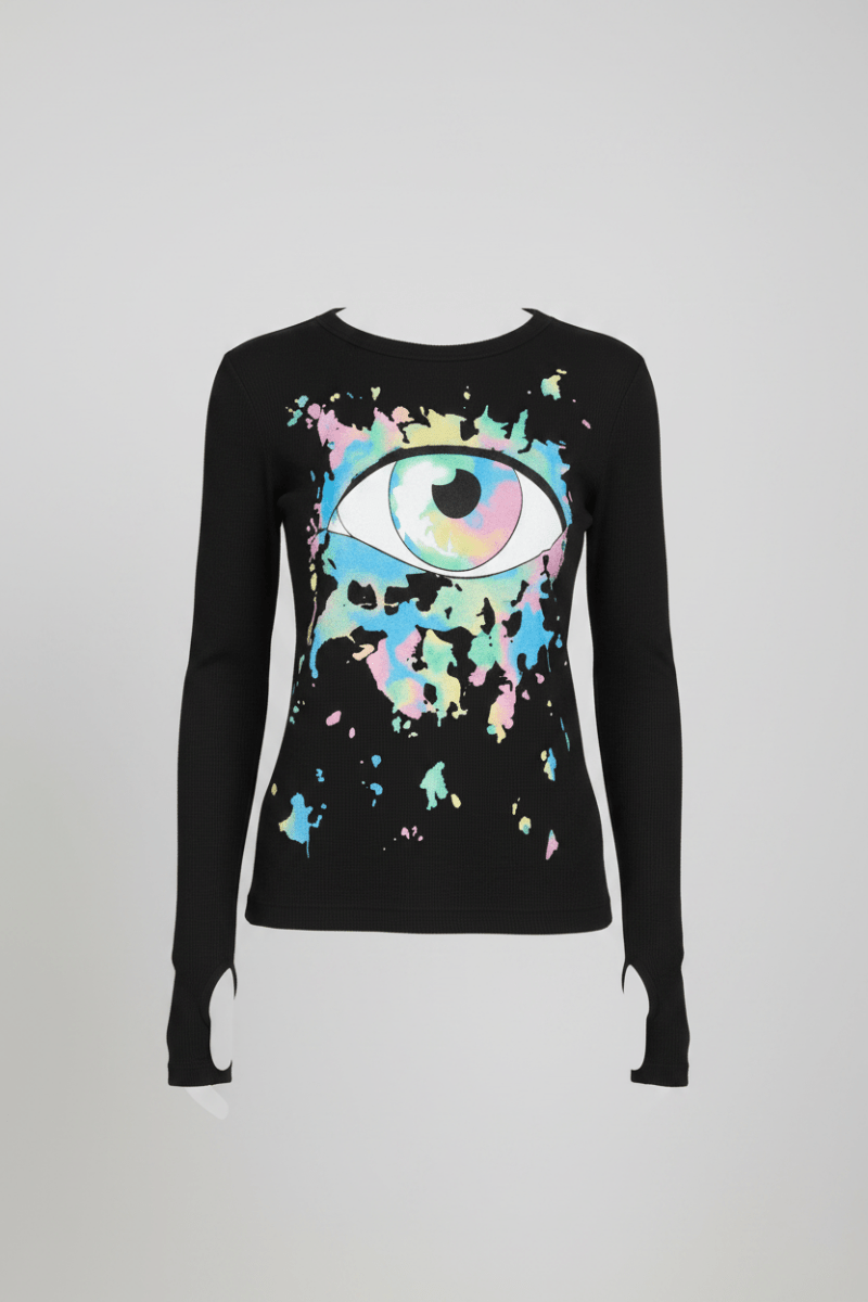 Shop Lauren Moshi Lauren Moshi McKinley X Watercolor Eye Thermal Top Long Sleeved Top for women – premium loungewear and festival fashion at Spoiled Brat