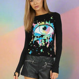 Shop Lauren Moshi Lauren Moshi McKinley X Watercolor Eye Thermal Top Long Sleeved Top for women – premium loungewear and festival fashion at Spoiled Brat