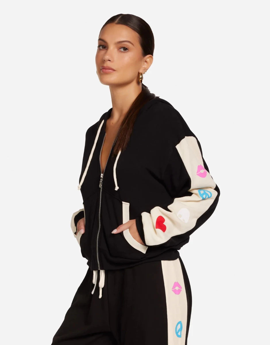 Shop Lauren Moshi Lauren Moshi Shanley Elements Zip Hoodie as seen on Courtney Green Sweater for women – premium loungewear and festival fashion at Spoiled Brat