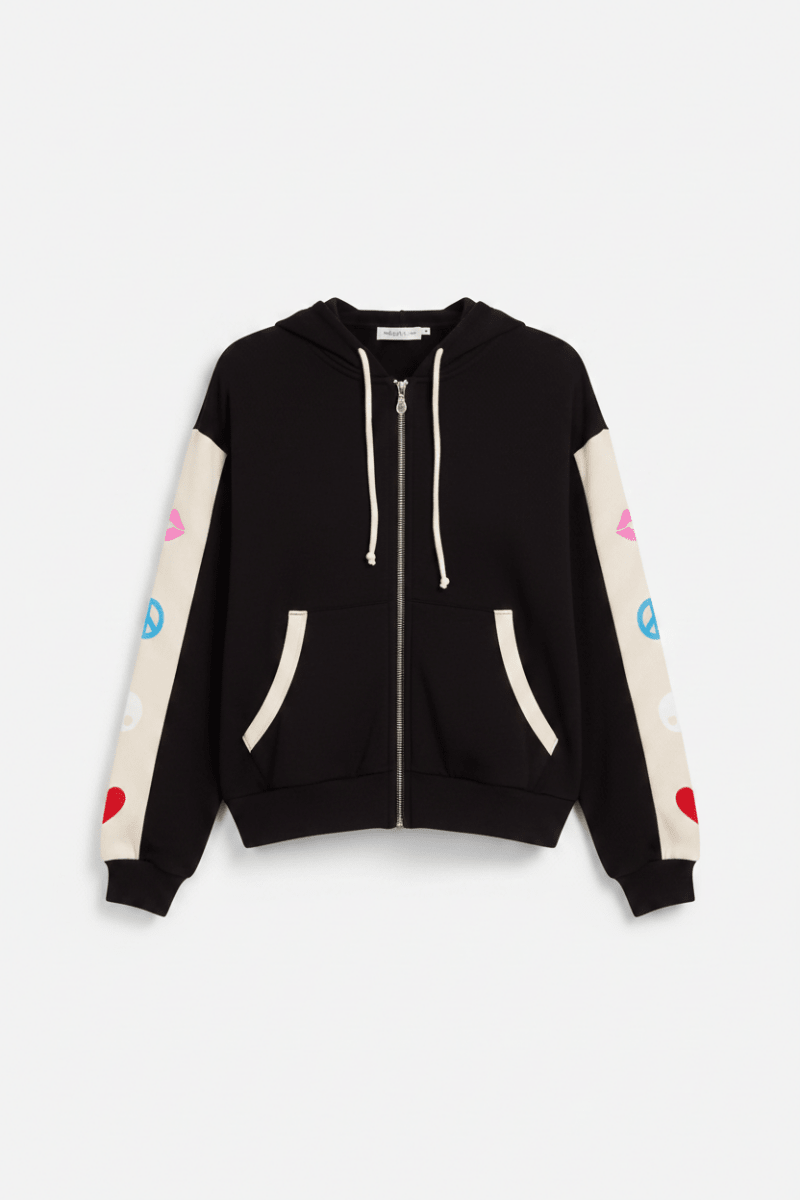 Shop Lauren Moshi Lauren Moshi Shanley Elements Zip Hoodie as seen on Courtney Green Sweater for women – premium loungewear and festival fashion at Spoiled Brat
