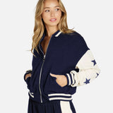 Shop Lauren Moshi Lauren Moshi Taissa Stars Zip Jacket Zip Up Hoodie for women – premium loungewear and festival fashion at Spoiled Brat