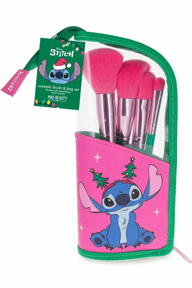 Shop Mad Beauty Disney Stitchmas Cosmetic Brush & Bag Set Makeup Brushes for women – premium loungewear and festival fashion at Spoiled Brat