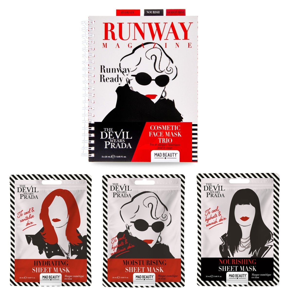 Shop Mad Beauty The Devil Wears Prada Cosmetic Facemask Trio Face Mask for women – premium loungewear and festival fashion at Spoiled Brat