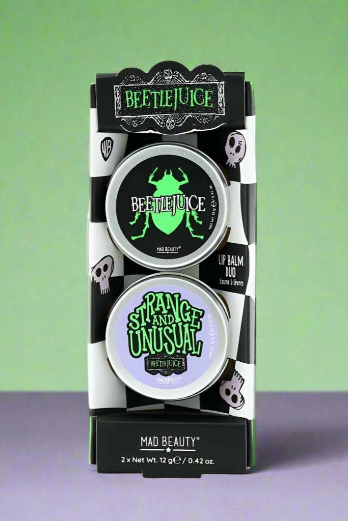 Shop Mad Beauty Warner Brothers Beetlejuice Lip Balm Duo Lip Balm for women – premium loungewear and festival fashion at Spoiled Brat