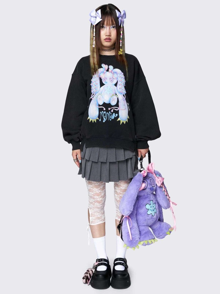 Shop Minga London Minga London x Ema Gaspar Bunny Graphic Sweatshirt Sweater for women – premium loungewear and festival fashion at Spoiled Brat